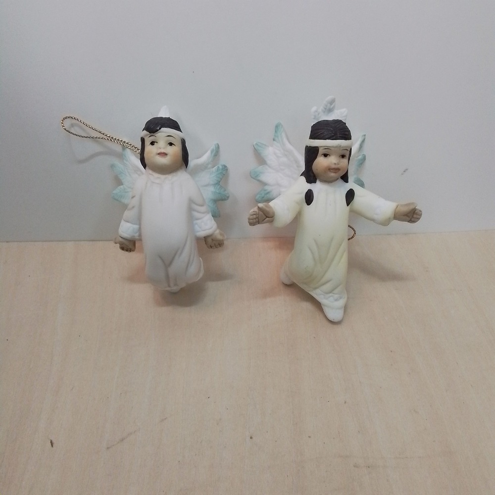 Vintage HOL 1994 Angel Figurines Native American Inspired‎ Christmas Ornaments